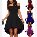 New Women's Dress Designed  Explosions Off-shoulder Short Sleeve Large Swinging Dovetail Skirt - front view