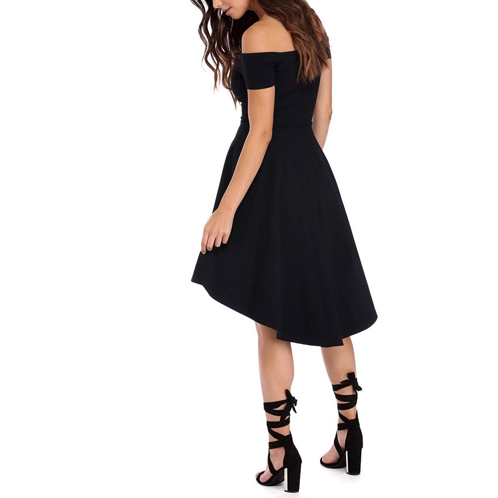 New Women's Dress Designed  Explosions Off-shoulder Short Sleeve Large Swinging Dovetail Skirt - view 3
