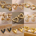 304 Stainless Steel Copper Geometric Heart Shape PVD Coated Real Gold Plated IG Style Sweet Waterproof Non Tarnish Plating Drop Earrings Earrings Ear Studs - front view