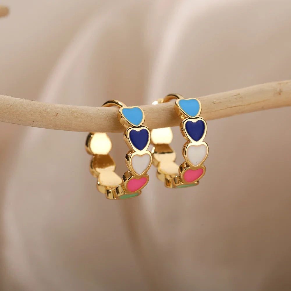 304 Stainless Steel Copper Geometric Heart Shape PVD Coated Real Gold Plated IG Style Sweet Waterproof Non Tarnish Plating Drop Earrings Earrings Ear Studs - view 6
