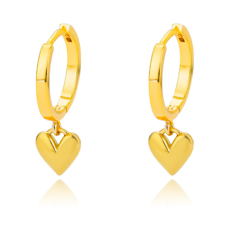 304 Stainless Steel Copper Geometric Heart Shape PVD Coated Real Gold Plated IG Style Sweet Waterproof Non Tarnish Plating Drop Earrings Earrings Ear Studs - view 5