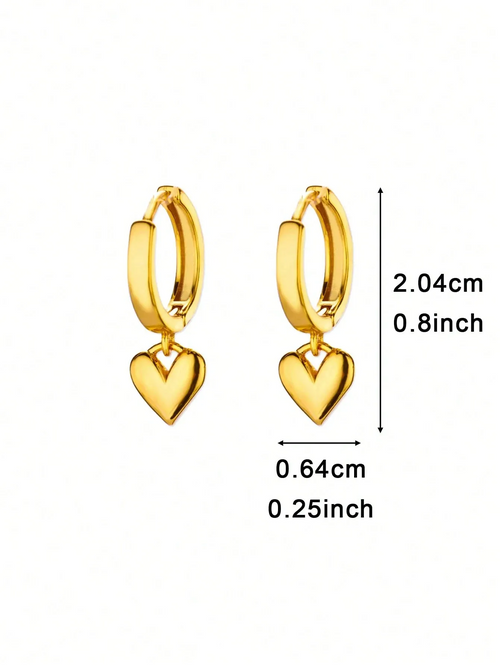304 Stainless Steel Copper Geometric Heart Shape PVD Coated Real Gold Plated IG Style Sweet Waterproof Non Tarnish Plating Drop Earrings Earrings Ear Studs - view 2