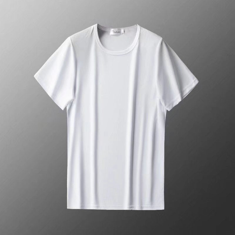 Wholesale Men's Polyester Simple Style Solid Color Short Sleeve Men's T-shirt - view 2