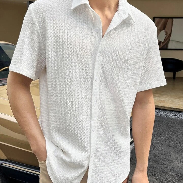 New  Men's Short-sleeved Commuter Shirt Casual Wish Men - front view
