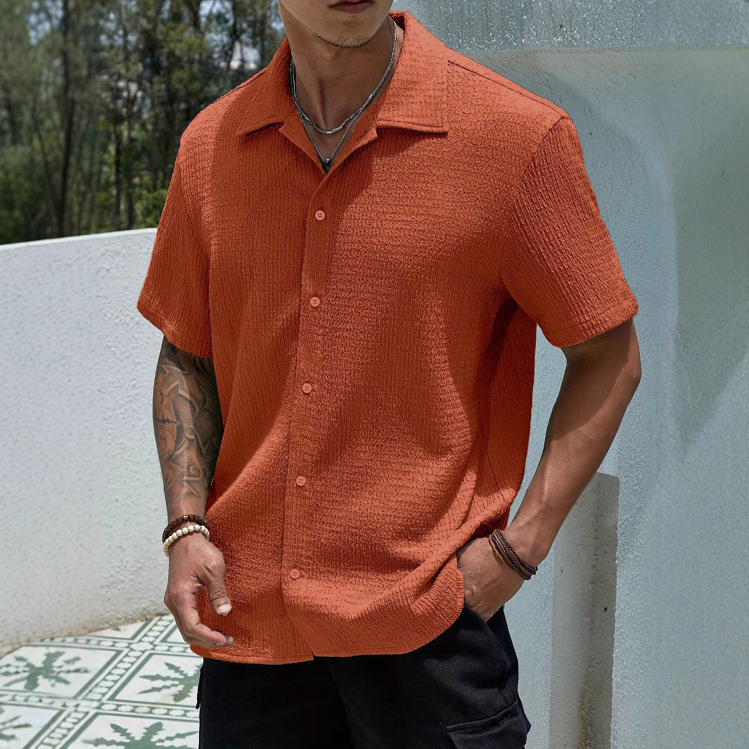 Wholesale Men's Polyester Simple Style Solid Color Short Sleeve Men's Shirts - view 4