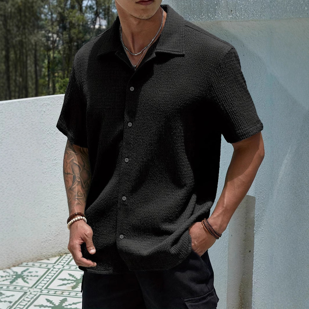 Wholesale Men's Polyester Simple Style Solid Color Short Sleeve Men's Shirts - view 2