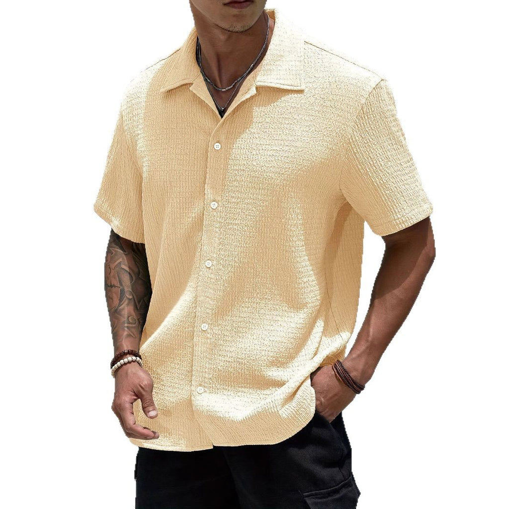 Wholesale Men's Polyester Simple Style Solid Color Short Sleeve Men's Shirts - view 5
