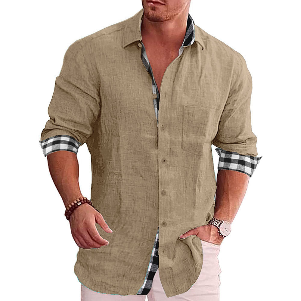Wholesale Men's Cotton Cotton Blend Polyester Casual Solid Color Long Sleeve Men's Shirts - view 2
