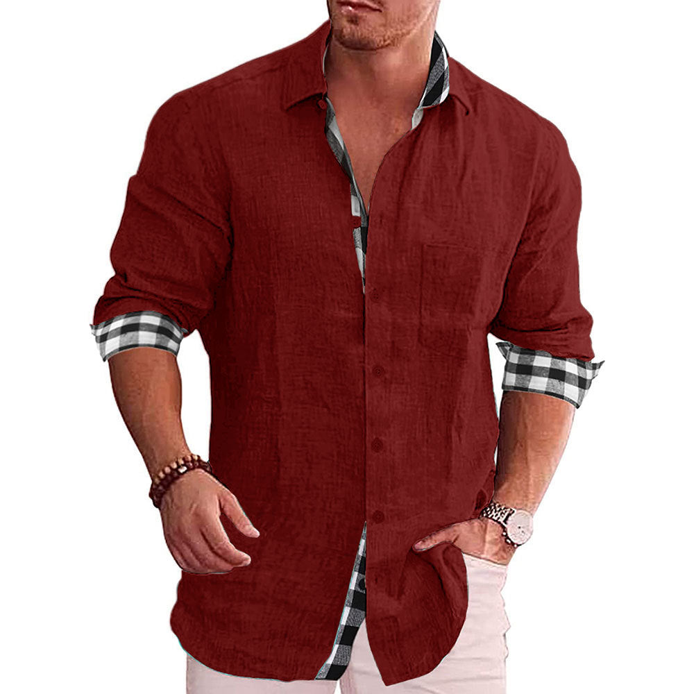 Wholesale Men's Cotton Cotton Blend Polyester Casual Solid Color Long Sleeve Men's Shirts - view 3