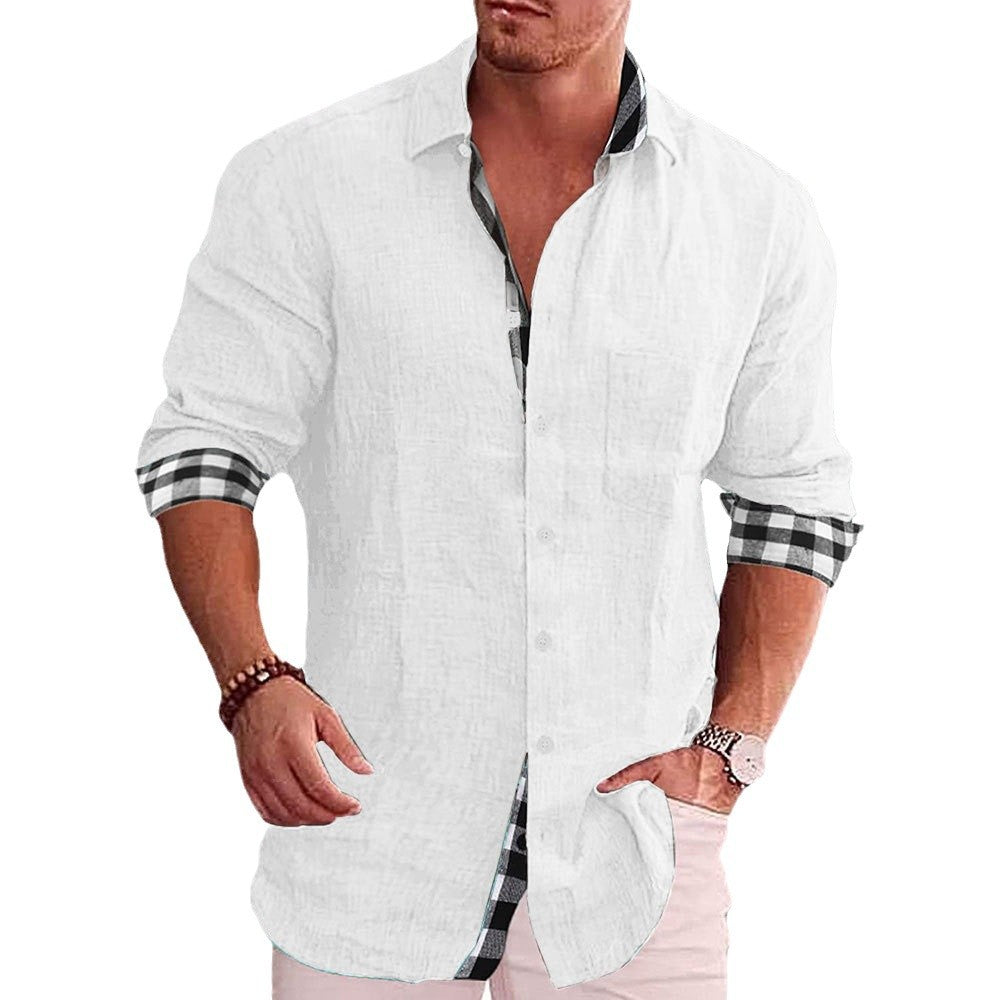 Wholesale Men's Cotton Cotton Blend Polyester Casual Solid Color Long Sleeve Men's Shirts - view 4