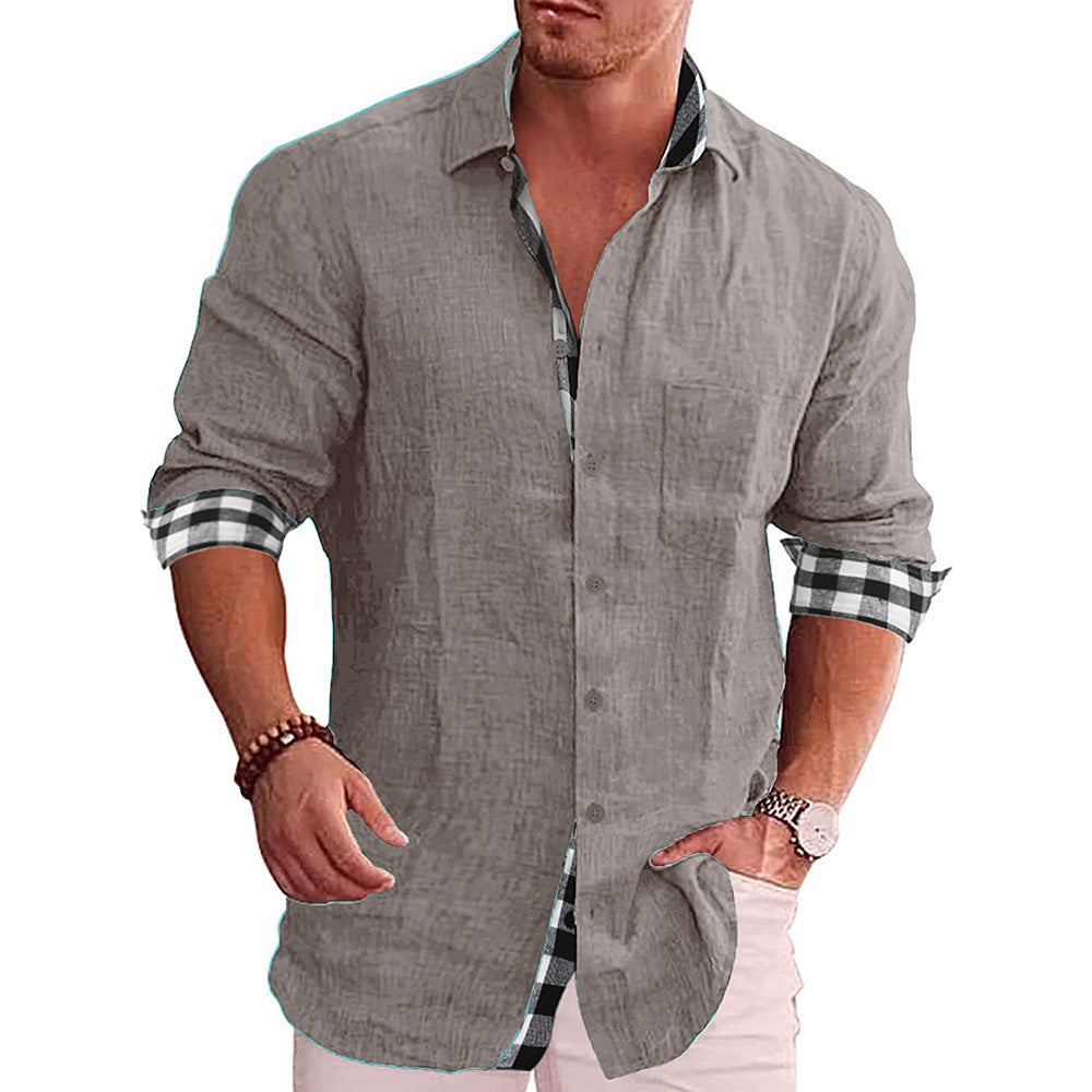 Wholesale Men's Cotton Cotton Blend Polyester Casual Solid Color Long Sleeve Men's Shirts - view 5