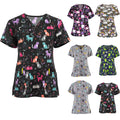 Spring And Summer New Pullover Print Nurses' Uniform T-shirt Women's Top - front view