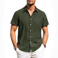 Summer New Men's Shirt Short Sleeve Button Casual Vacation Beach Shirt - front view