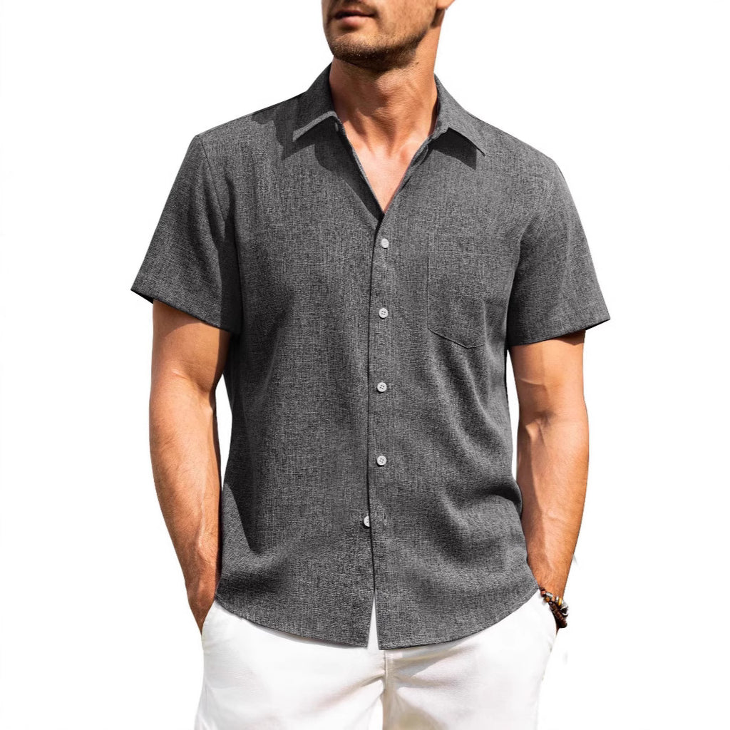 Summer New Men's Shirt Short Sleeve Button Casual Vacation Beach Shirt - view 2