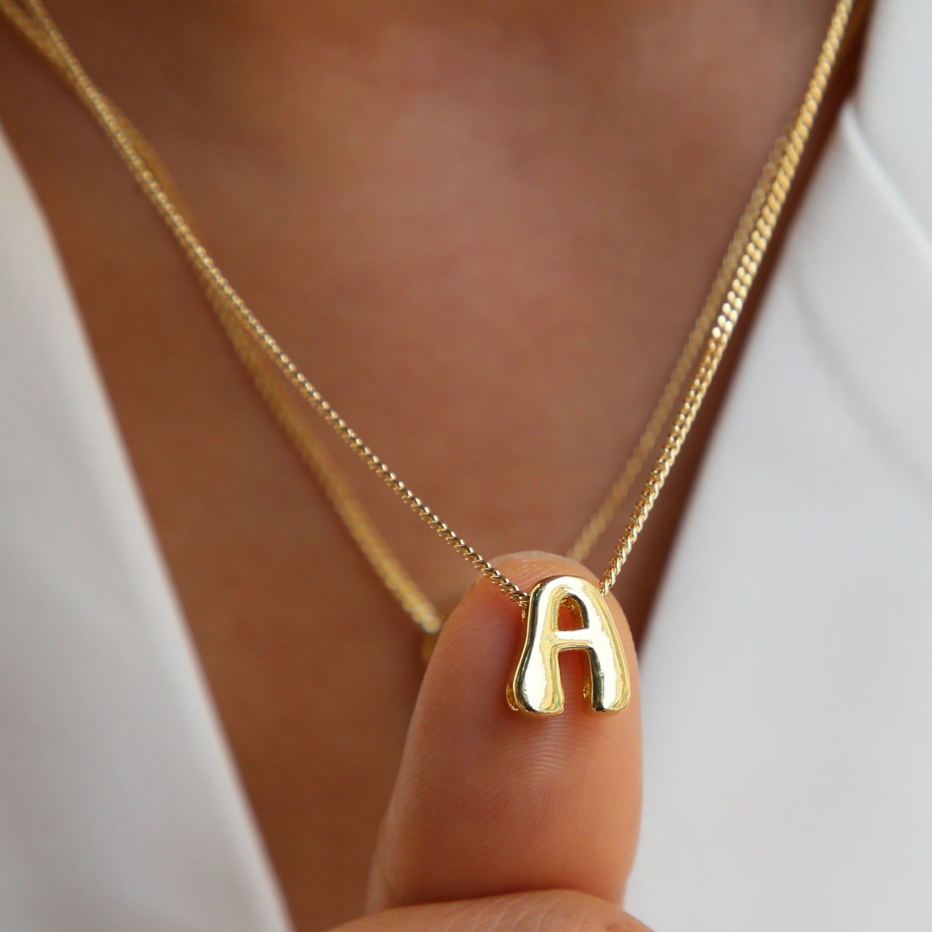 Popular 18K Brass Glossy DIY Name Bracelet Necklace 26 English Letters Pendant Parts - view 3