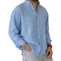 New Shirt Men's Foreign Trade Washed Cotton Button Long Sleeve Men's Shirt - front view