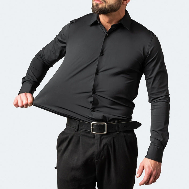 Foreign Trade New Style Slim-Fit Solid Color Shirt Men's Shirt  Foreign Trade Simple Business Thin Lining - view 2