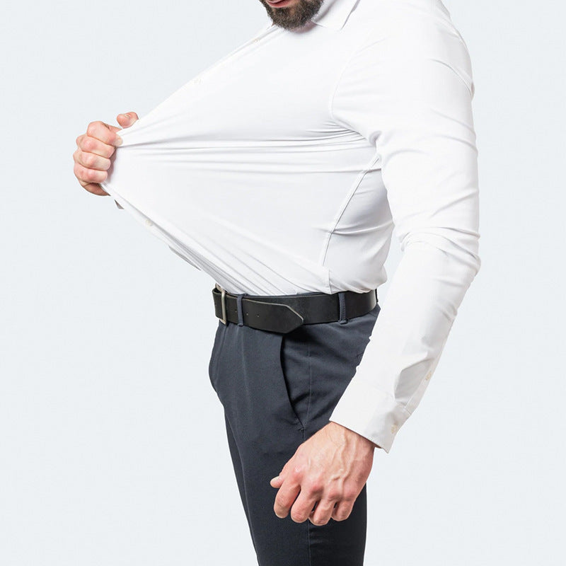 Foreign Trade New Style Slim-Fit Solid Color Shirt Men's Shirt  Foreign Trade Simple Business Thin Lining - view 3