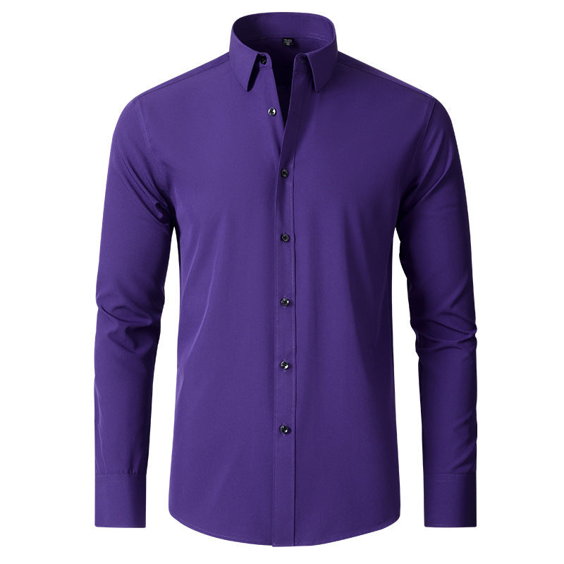 Foreign Trade New Style Slim-Fit Solid Color Shirt Men's Shirt  Foreign Trade Simple Business Thin Lining - view 4