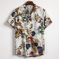 Trendy Foreign Trade Men's Clothing Designed European Version New Style Long Sleeve Slim Shirt Men's Printing Color Contrast Shirt Men's - front view