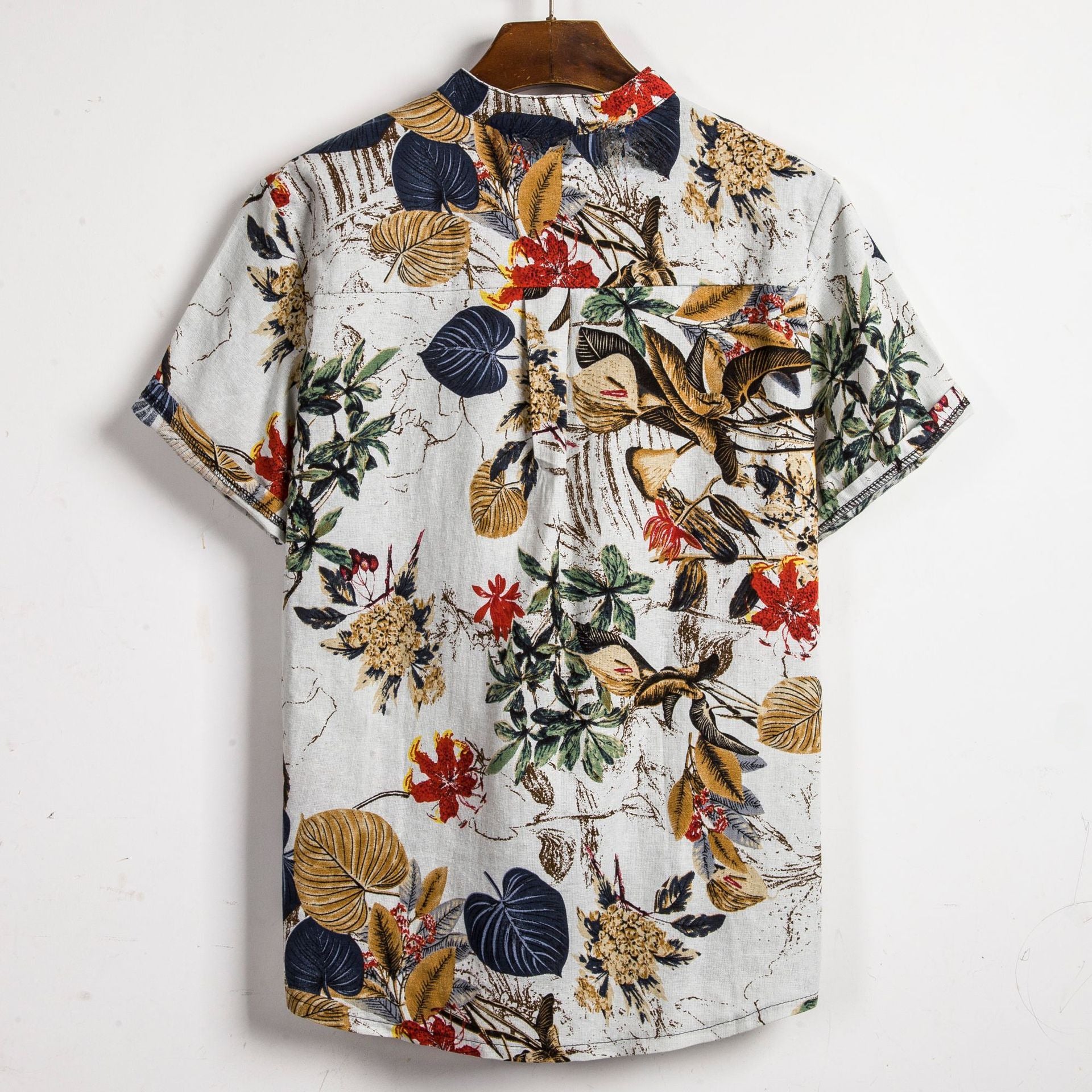 Trendy Foreign Trade Men's Clothing Designed European Version New Style Long Sleeve Slim Shirt Men's Printing Color Contrast Shirt Men's - view 2