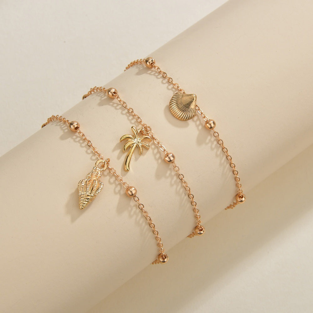 Bohemian Style Alloy Shell Coconut Conch Pendant Anklet Multi-Layer Anklet Ornament Wholesale - view 2