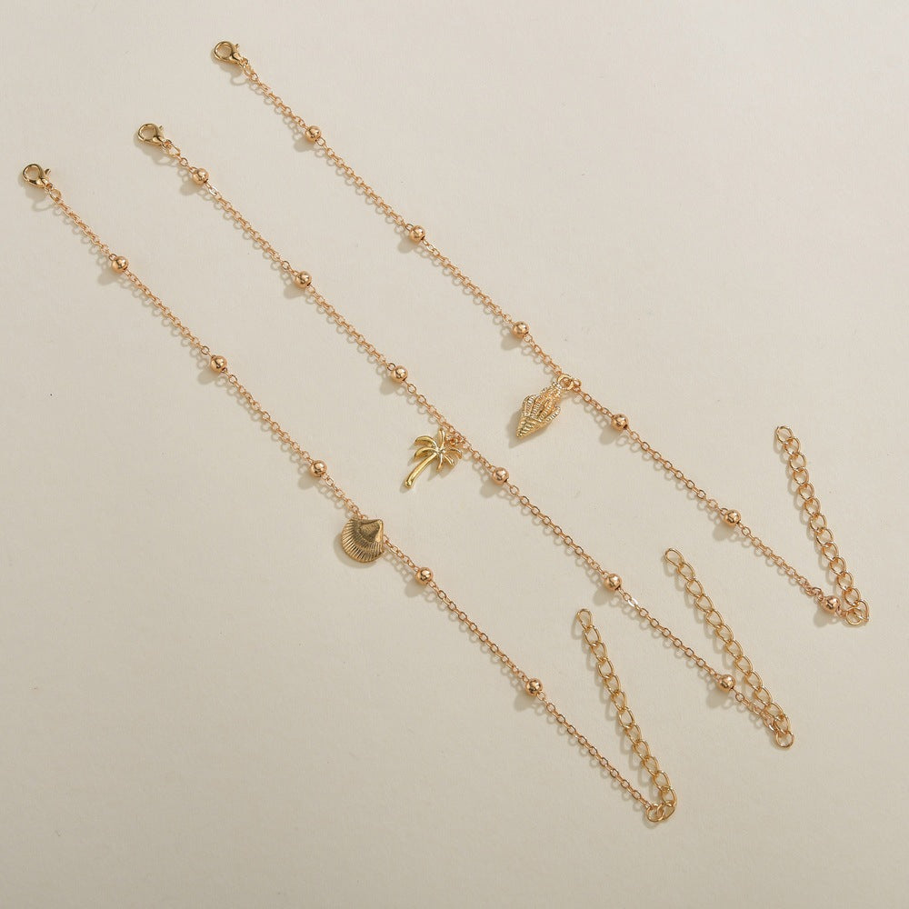 Bohemian Style Alloy Shell Coconut Conch Pendant Anklet Multi-Layer Anklet Ornament Wholesale - view 3