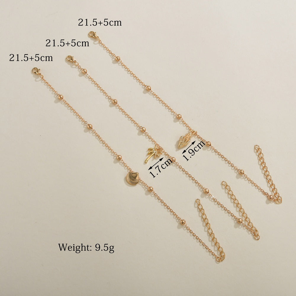 Bohemian Style Alloy Shell Coconut Conch Pendant Anklet Multi-Layer Anklet Ornament Wholesale - view 4