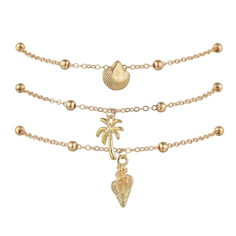 Bohemian Style Alloy Shell Coconut Conch Pendant Anklet Multi-Layer Anklet Ornament Wholesale - view 5