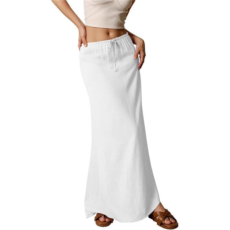 New Women's Dress, Summer Fashion, Comfortable Drawstring Waist A- Line Skirt, Long Elegant Skirt - view 2