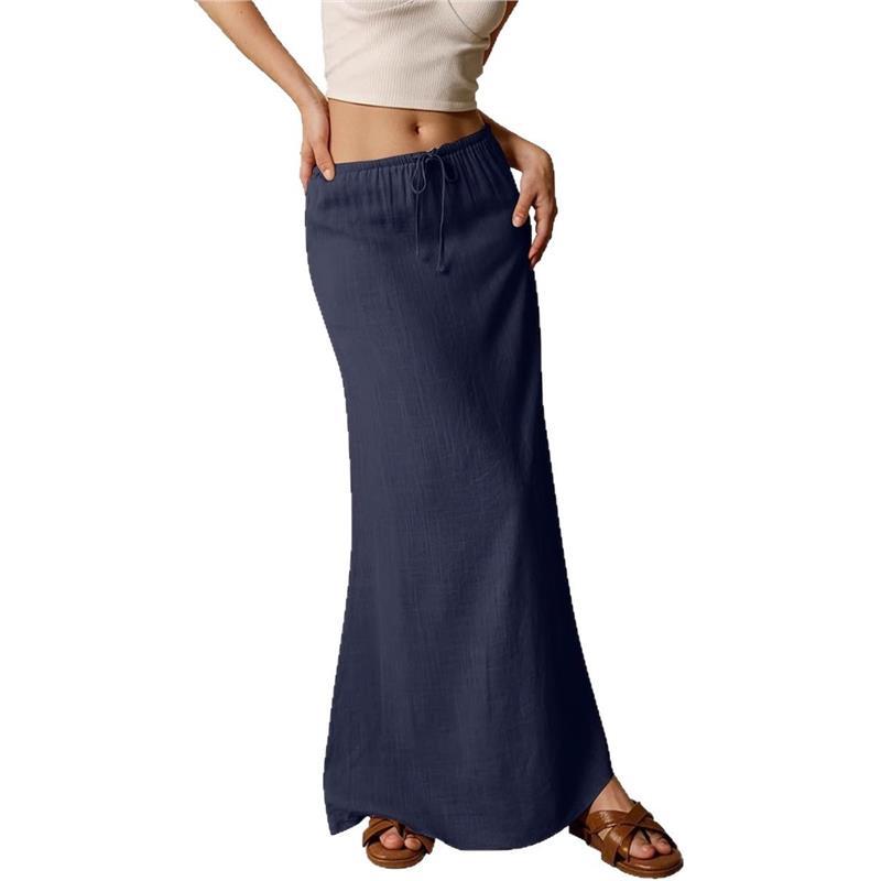 New Women's Dress, Summer Fashion, Comfortable Drawstring Waist A- Line Skirt, Long Elegant Skirt - view 5