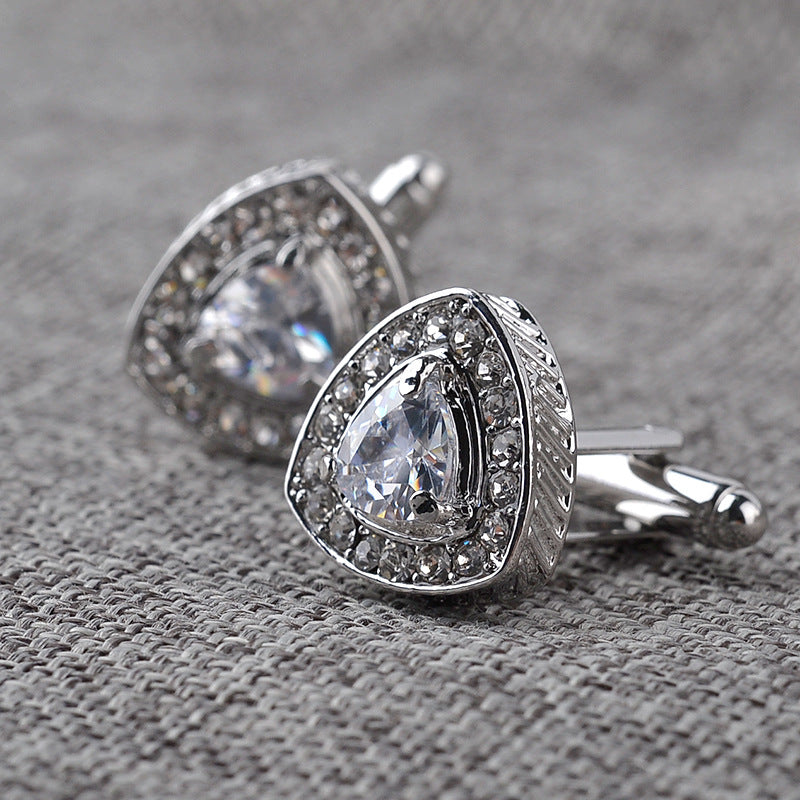 Hot Selling Men's Shirt Cufflinks Triangle Crystal French Diamond Cufflink Ornament Crystal Cufflinks Wholesale - view 3