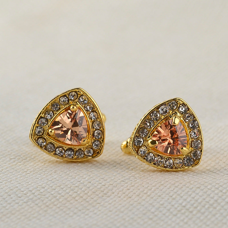 Hot Selling Men's Shirt Cufflinks Triangle Crystal French Diamond Cufflink Ornament Crystal Cufflinks Wholesale - view 4