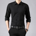 Men's Shirt Long Sleeve Business Casual White Black Spring And Autumn New Slim Fit Shirt Formal Top Clothing - front view