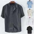 Foreign Trade  Men's Short-Sleeved Shirt Summer Thin Stand Collar Shirt Men's Casual Shirt Simple - front view
