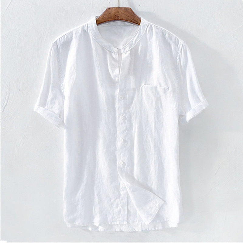 Foreign Trade  Men's Short-Sleeved Shirt Summer Thin Stand Collar Shirt Men's Casual Shirt Simple - view 4