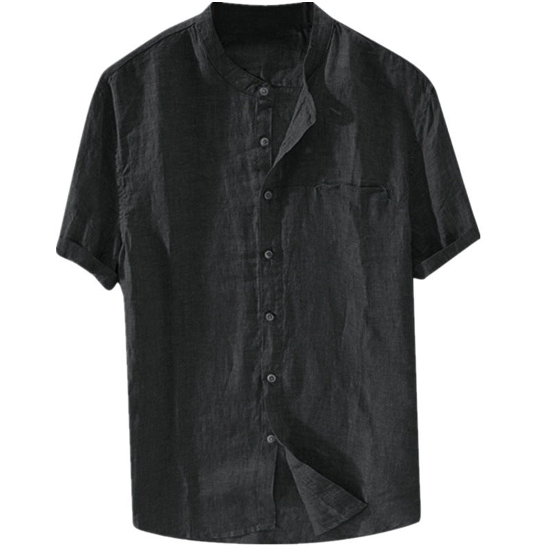 Foreign Trade  Men's Short-Sleeved Shirt Summer Thin Stand Collar Shirt Men's Casual Shirt Simple - view 5