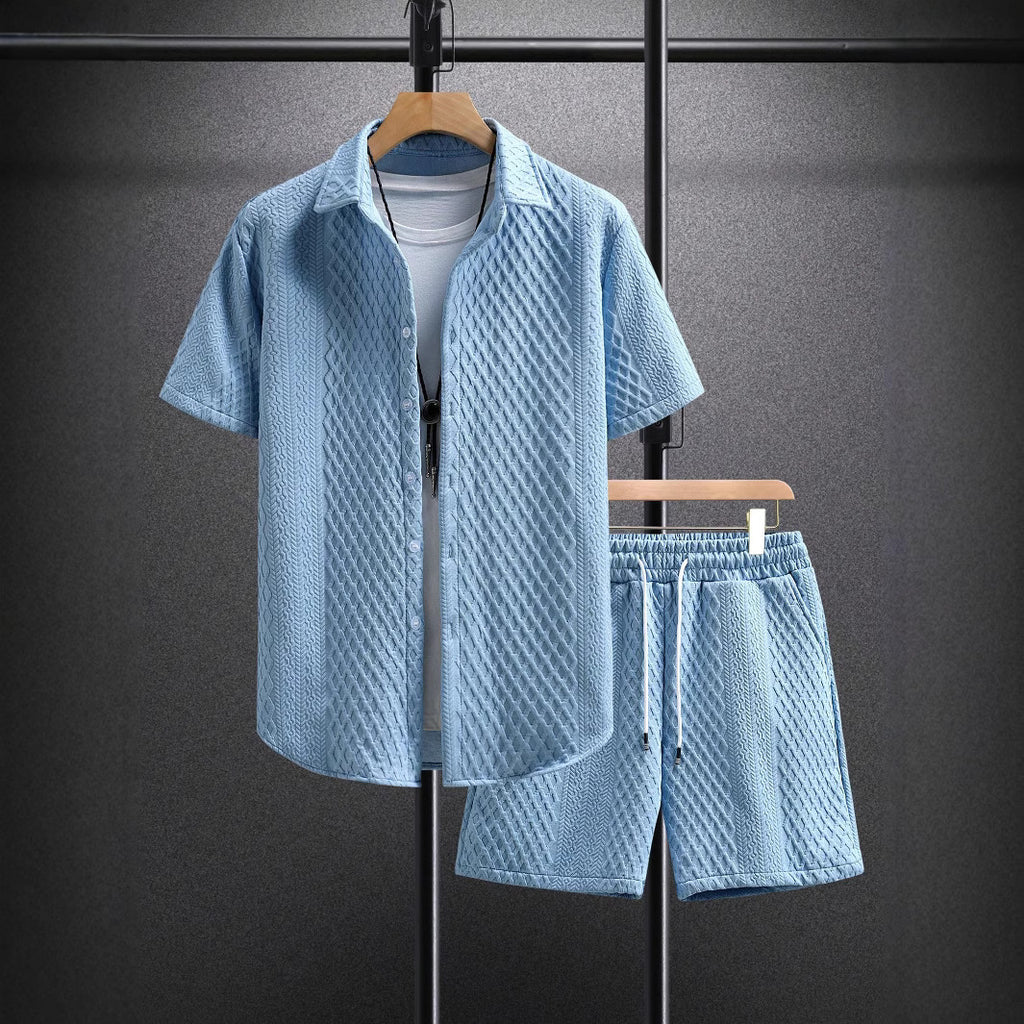 For     Foreign Trade Men's Shirt Casual Loose Short Sleeves Shorts - front view