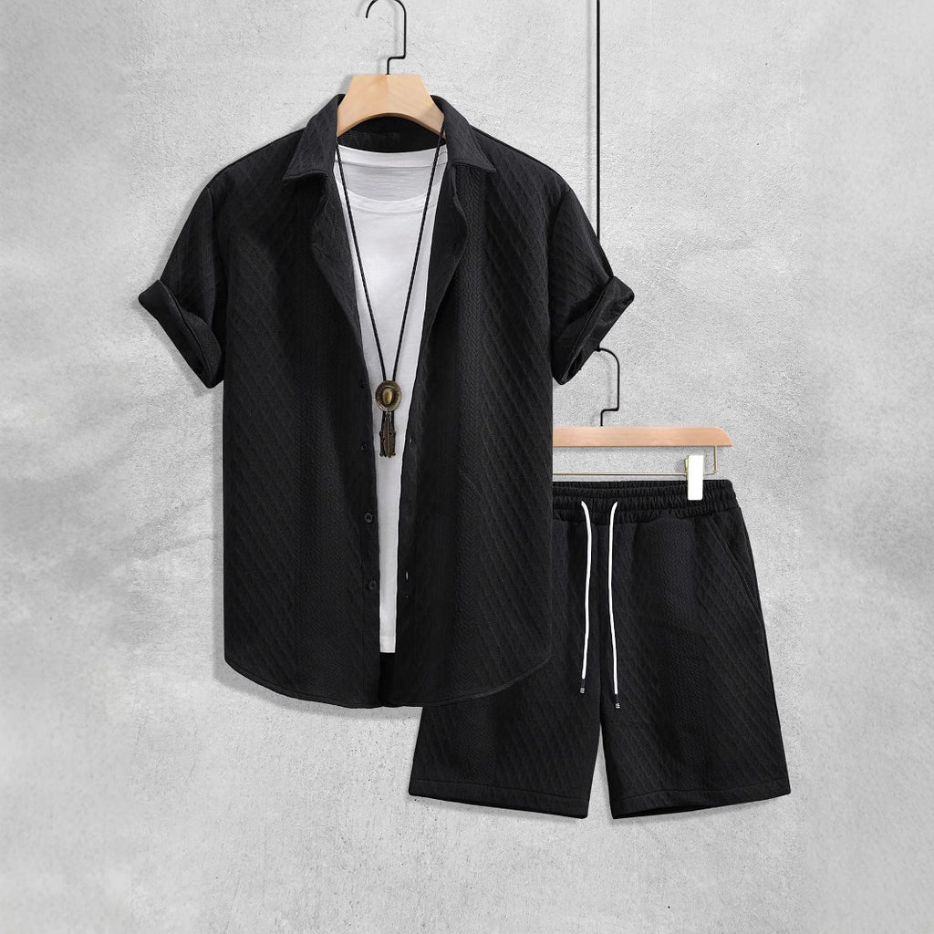 For     Foreign Trade Men's Shirt Casual Loose Short Sleeves Shorts - view 3