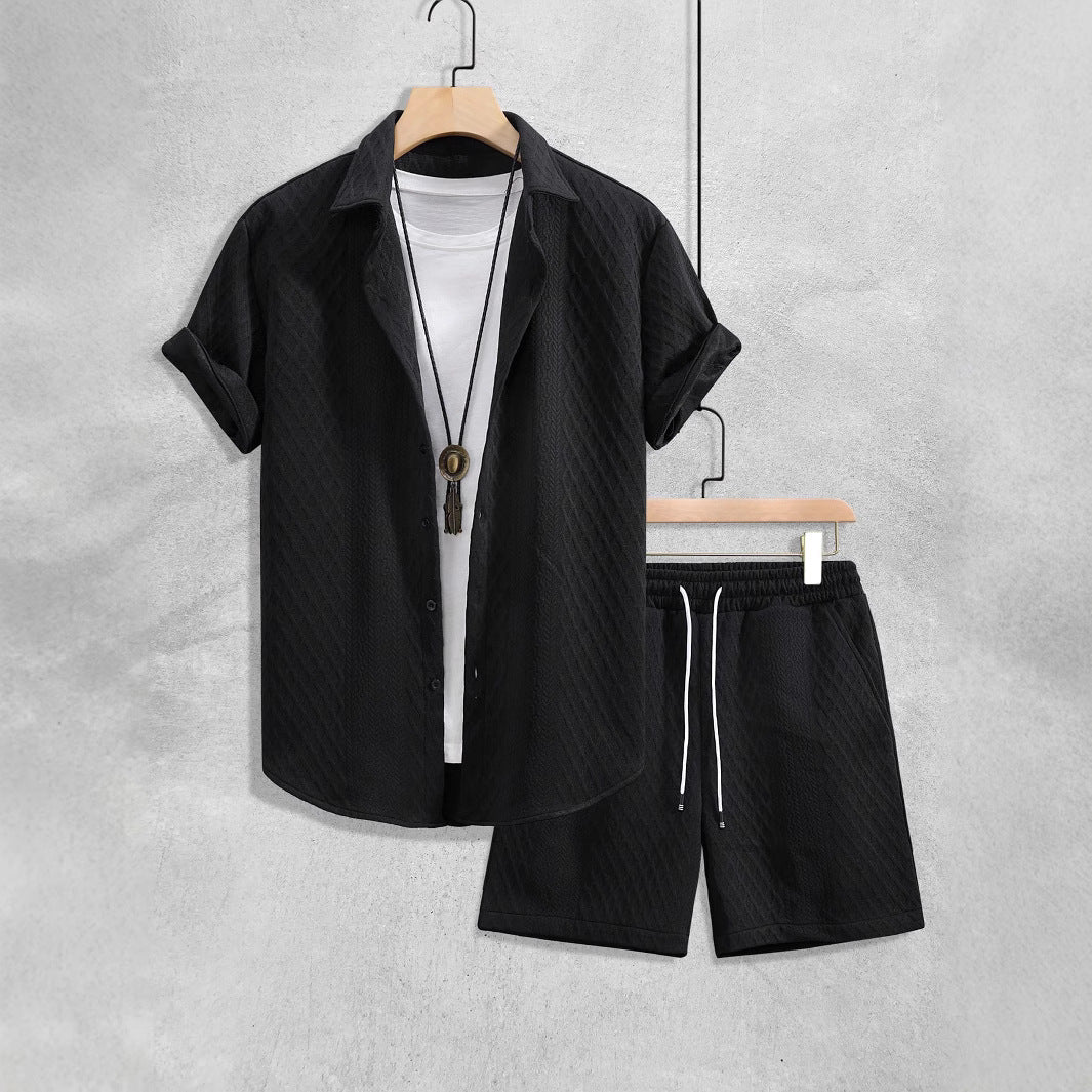 For     Foreign Trade Men's Shirt Casual Loose Short Sleeves Shorts - view 3