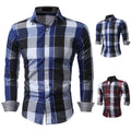 Wholesale Men's Polyester Casual British Style Plaid Long Sleeve Men's Shirts - front view