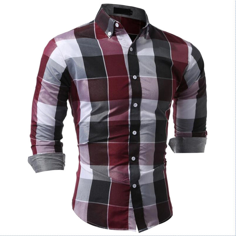 Wholesale Men's Polyester Casual British Style Plaid Long Sleeve Men's Shirts - view 2