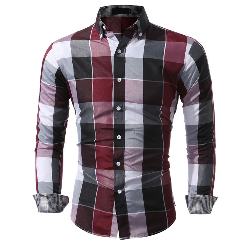 Wholesale Men's Polyester Casual British Style Plaid Long Sleeve Men's Shirts - view 5