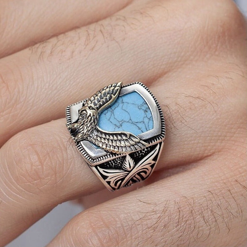 Jianjie  Men's Ring Creative Eagle-Shaped Wings Flying Ring Best-Selling Men's Ring Alloy Geometric Pattern Ring - view 2