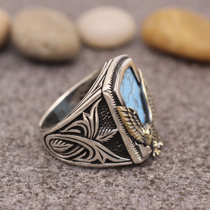 Jianjie  Men's Ring Creative Eagle-Shaped Wings Flying Ring Best-Selling Men's Ring Alloy Geometric Pattern Ring - view 3