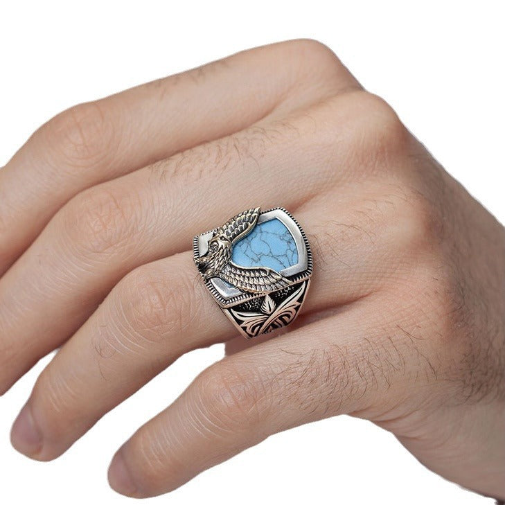 Jianjie  Men's Ring Creative Eagle-Shaped Wings Flying Ring Best-Selling Men's Ring Alloy Geometric Pattern Ring - view 5