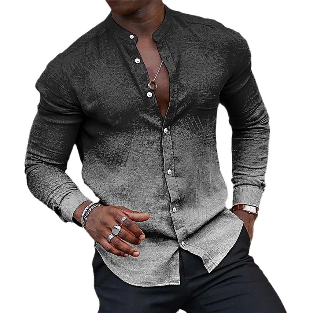 Wholesale Men's 4-Way Stretch Fabric Polyester Classic Style Gradient Color Long Sleeve Men's Shirts - view 5