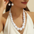 Geometric Acrylic Earrings And Necklace Set Beaded Necklace  Hot Necklace Female Clavicle - front view