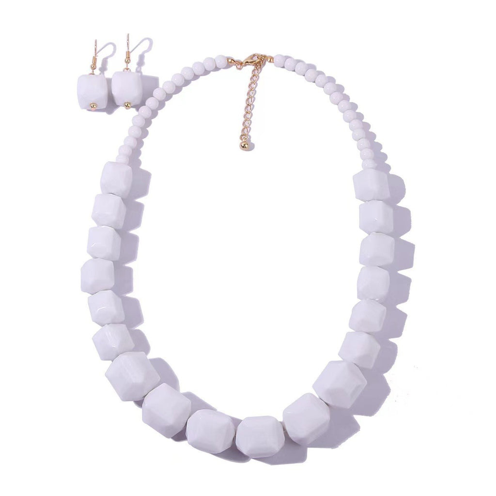 Geometric Acrylic Earrings And Necklace Set Beaded Necklace  Hot Necklace Female Clavicle - view 2
