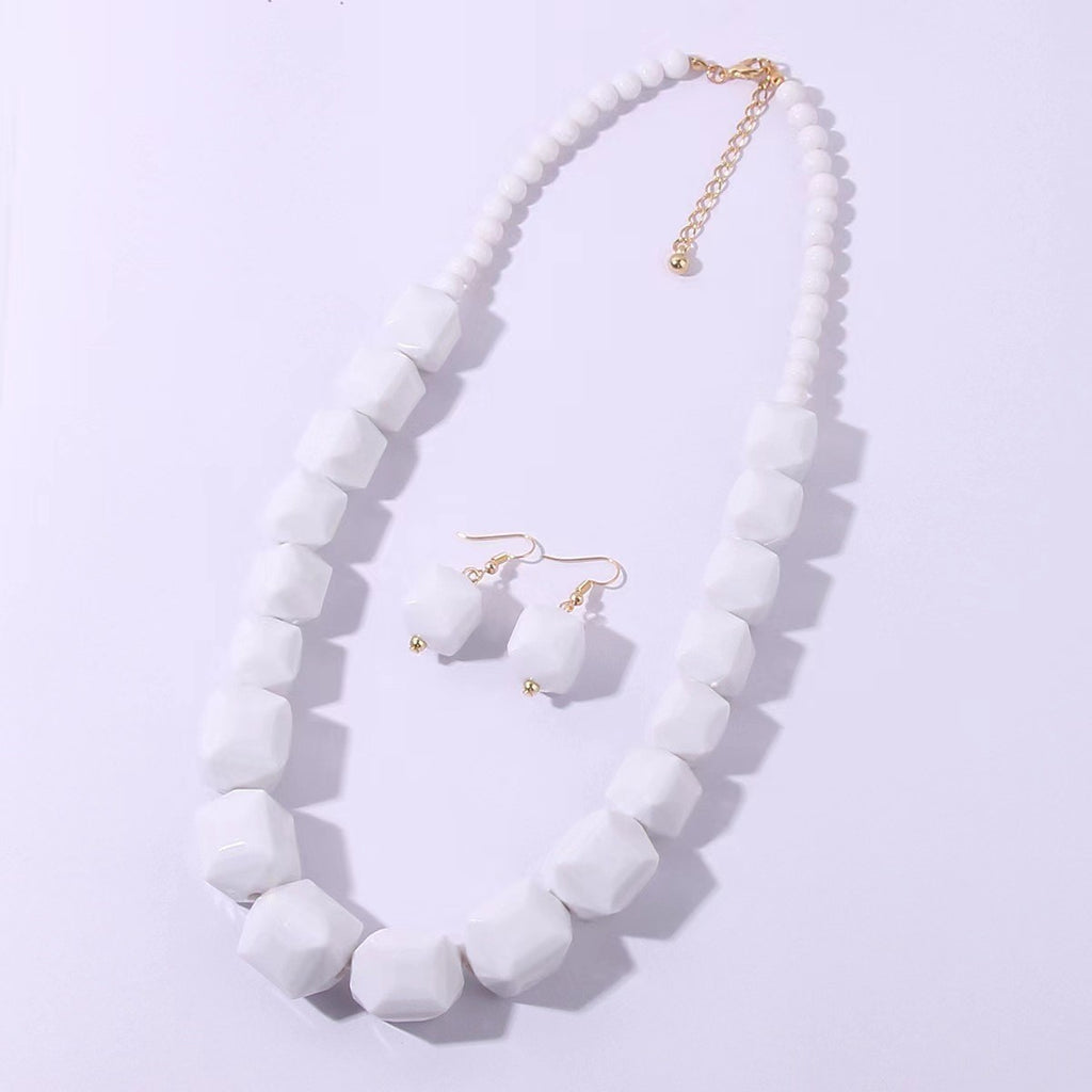 Geometric Acrylic Earrings And Necklace Set Beaded Necklace  Hot Necklace Female Clavicle - view 3
